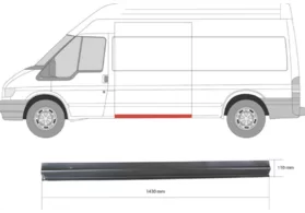 Порог левый за водительской дверью Ford Transit III (высота 11 см.) KLOKKERHOLM L2-L4
