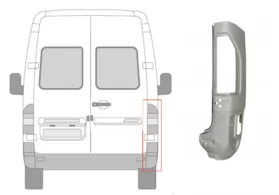 Ремкомплект задней правой стойки Mercedes Sprinter W901-W905 Polcar (990 мм.)