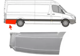 Ремкомплект крыла заднего правого задняя нижняя часть (L3) Volkswagen Crafter I Polcar без отверстий