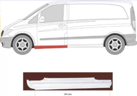 Порог левый (под переднюю дверь) Mercedes Vito W639 (KLOKKERHOLM)