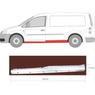 Порог левый Volkswagen Caddy III (без сдвижной двери) длинная база