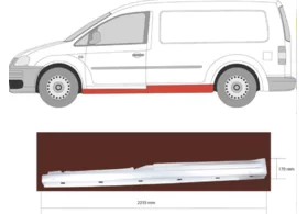 Порог левый Volkswagen Caddy III (без сдвижной двери) длинная база
