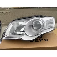 Фара передняя левая Volkswagen Passat B6 (линзованная, хром)