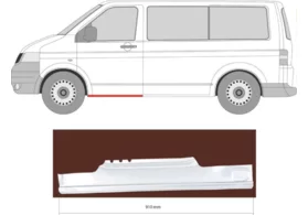 Порог левый под переднюю дверь Volkswagen Transporter T5 (наружная часть)
